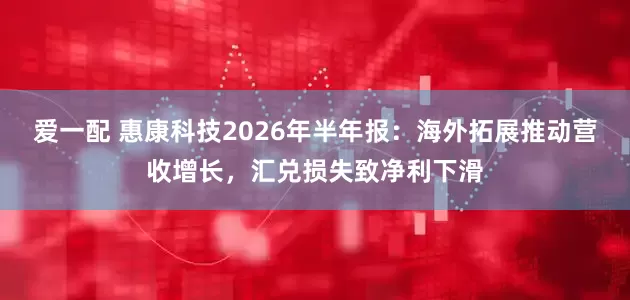 爱一配 惠康科技2026年半年报：海外拓展推动营收增长，汇兑损失致净利下滑